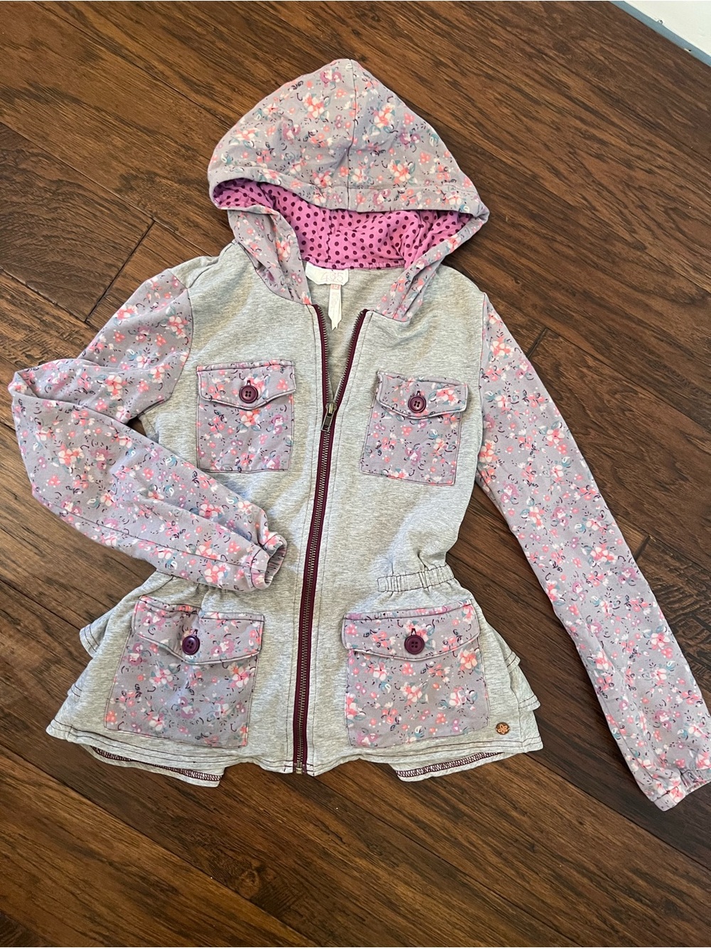 Matilda Jane Pink & Gray Floral Hooded Jacket